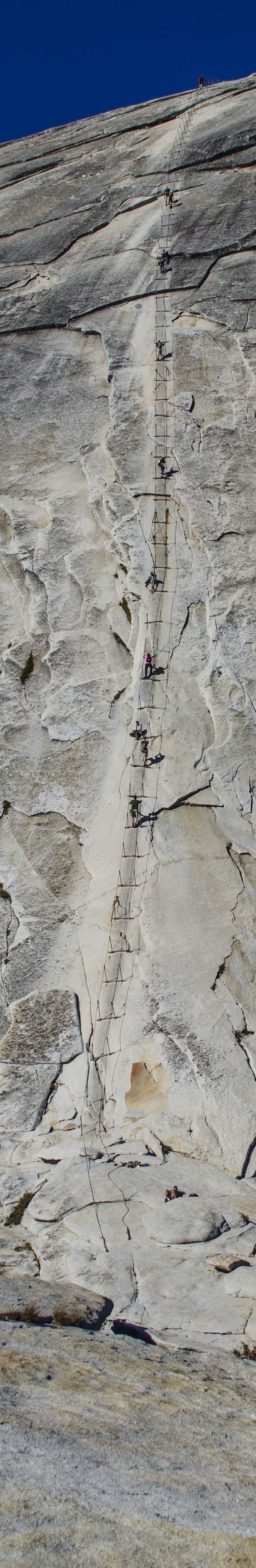 Hikers on the Half Dome cables.