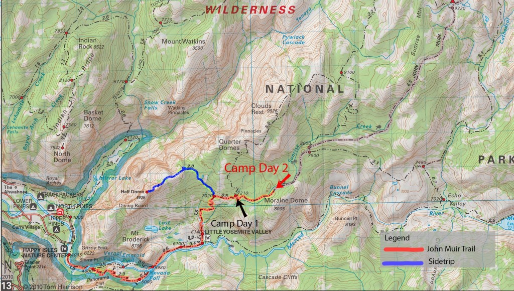 Map of the days hike.