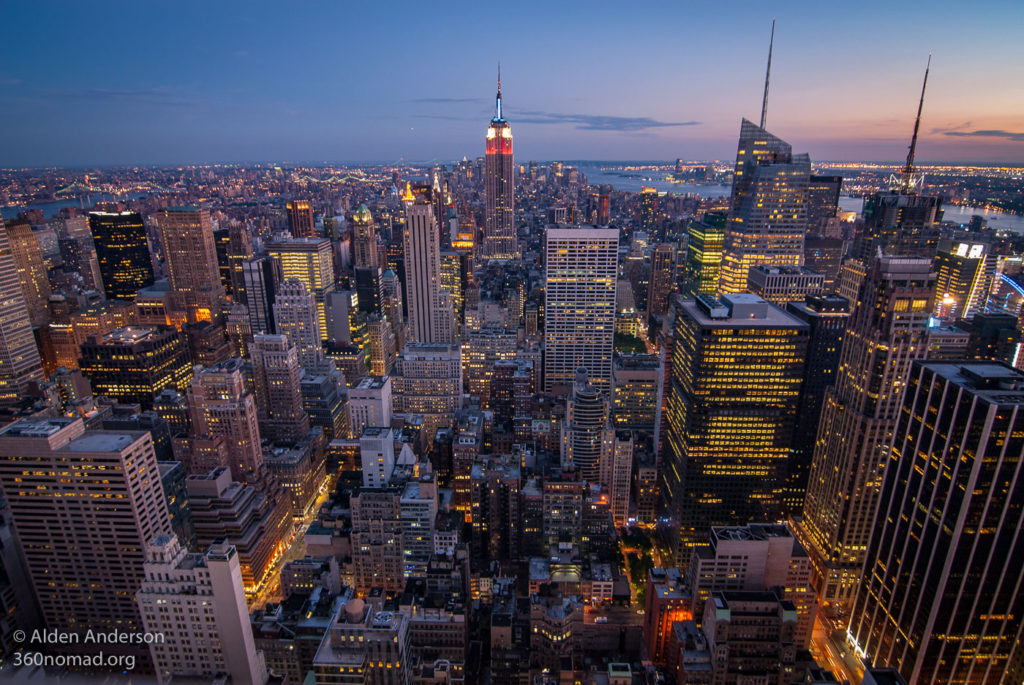 New York skyline from 30 Rockefeller Plaza - Empire State Building