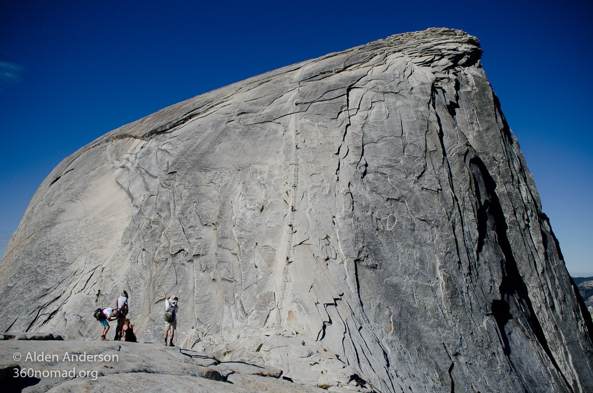 Hikers on the Half Dome Cables