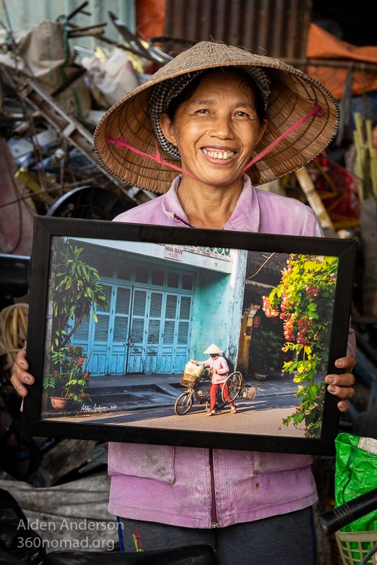 Ngoc with her photo, Hoi An, Vietnam