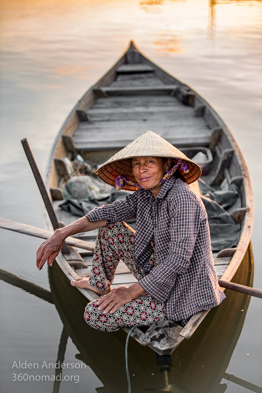 Sau on her boat, Hoi An, Vietnam